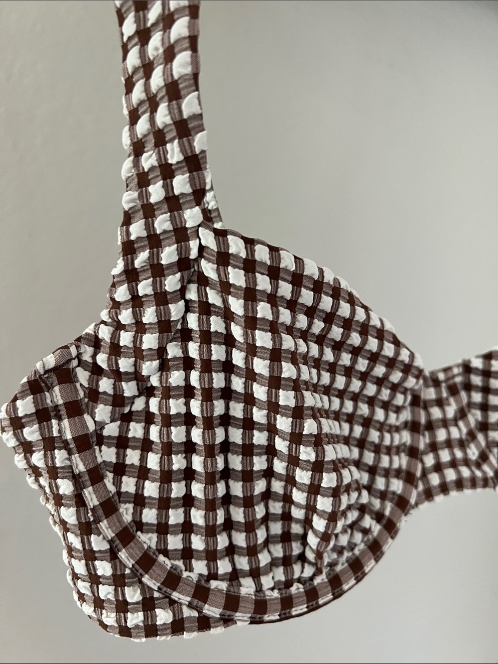 Abercrombie & Fitch Brown and White Gingham Bikini Top - Picture 5 of 7